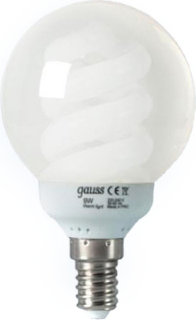 Лампа люминесцентная компактная 13Вт E14, шар, тёплый белый 2700К Gauss