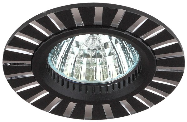Светильник точечный KL30 под лампу GU5.3 алюминиевый 12V 220V 50W чёрный/серебро ЭРА