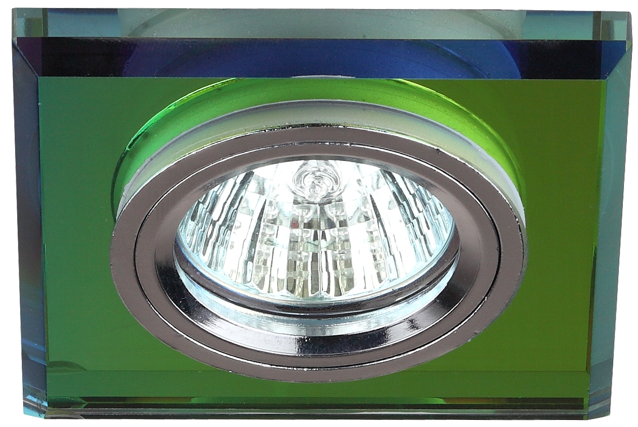 Светильник точечный DK8 под лампу GU5.3 декор стекло квадрат MR16 12В 50Вт хром/мультиколор ЭРА