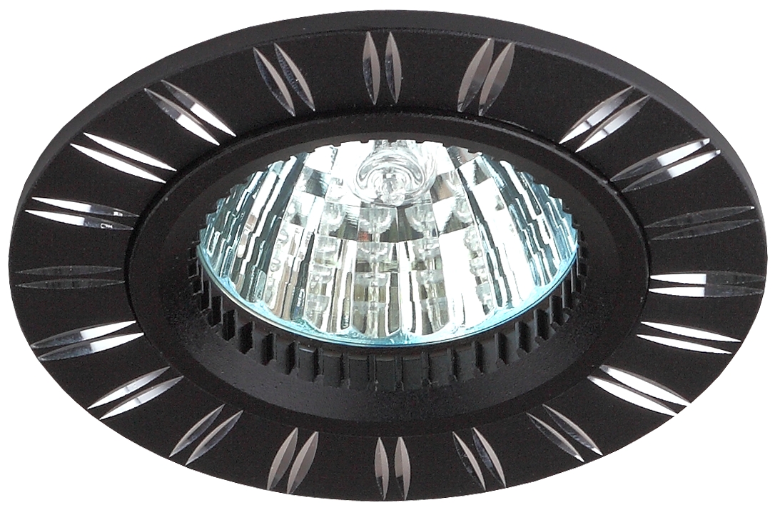 Светильник точечный KL1 под лампу GU5.3 алюминий 12V 50W чёрный/хром ЭРА