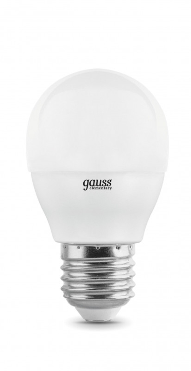 Лампа светодиодная 6Вт E27 шар белый 4100К Gauss Elementary