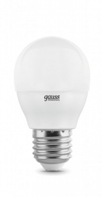 Лампа светодиодная 6Вт E27 шар белый 4100К Gauss Elementary