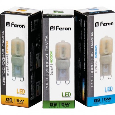 Лампа светодиодная LED 7Вт G9 тёплый белый 2700К Feron 