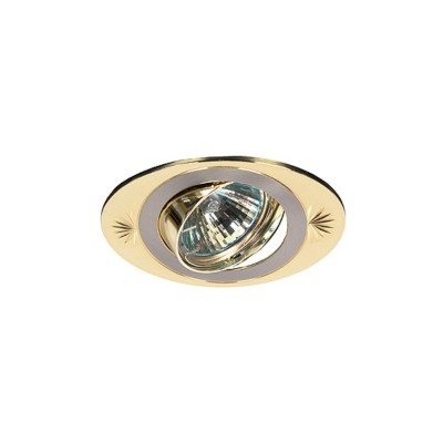 Светильник точечный KL21А под лампу GU5.3 литой поворотный «глаз» 12V 220V 50W сатин никель/золото ЭРА