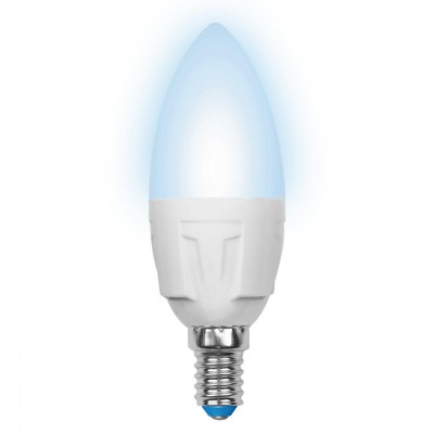 Лампа светодиодная диммируемая 6Вт E14 свеча C37 белый 4500К Uniel