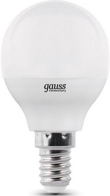Лампа светодиодная 6Вт E14 шар белый 4100К Gauss Elementary