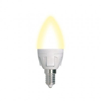 Лампа светодиодная LED 7Вт Е14 свеча матовая C37 тёплый белый 3000К Uniel ЯРКАЯ