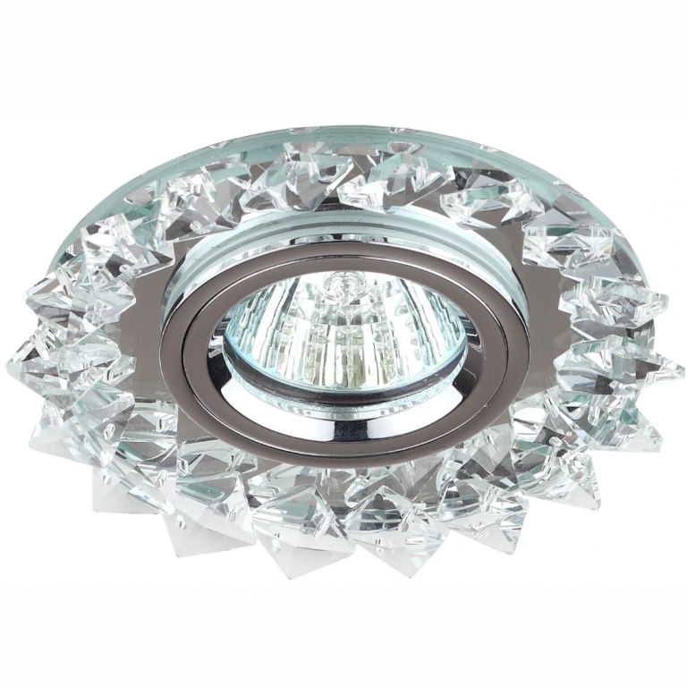 Светильник точечный DK44 под лампу GU5.3 декор "острые кристаллы" зеркальный/прозрачный/хром ЭРА