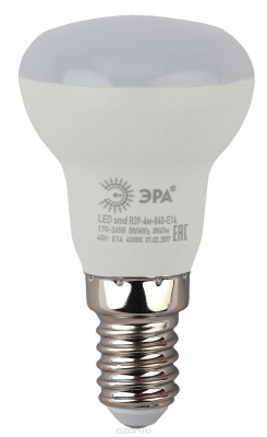 Лампа светодиодная Е14 4Вт холодный белый 4000К (840) рефлектор R39 ЭРА ECO
