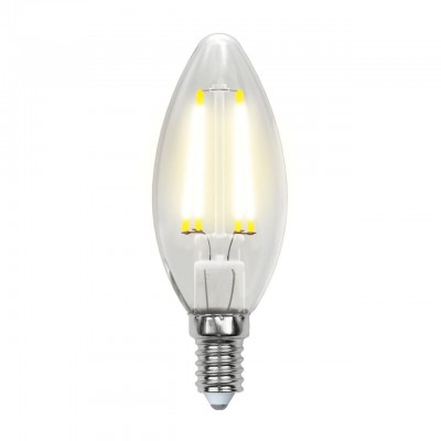 Лампа светодиодная диммируемая 5Вт Е14 свеча прозрачная C35 теплый белый 3000К Uniel Air