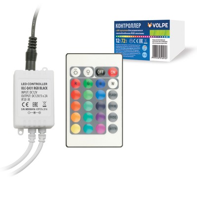 Контроллер RGB для управления светодиод. RGB лентами 12В с пультом ДУ ИК Volpe