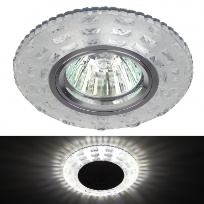 Светильник точечный DK LD8 под лампу GU5.3 cо светодиодной подсветкой (белый) прозрачный ЭРА