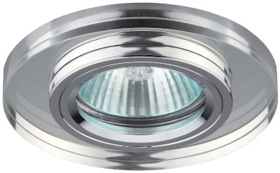 Светильник точечный DK7 декор стекло круглое MR16,12V/220V, 50W, хром/зеркальный ЭРА
