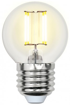 Лампа светодиодная LED-G45-6Вт WW E27 шар прозрачный тёплый белый Uniel