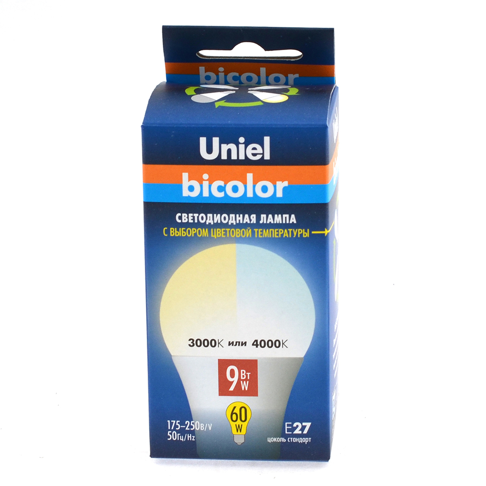 Свд лампа. Uniel bicolor е27 9 Вт 720 лм. Лампа биколор 4000к. Uniel bicolor светодиодная лампа с выбором цветовой температуры. Лампа модели а60.